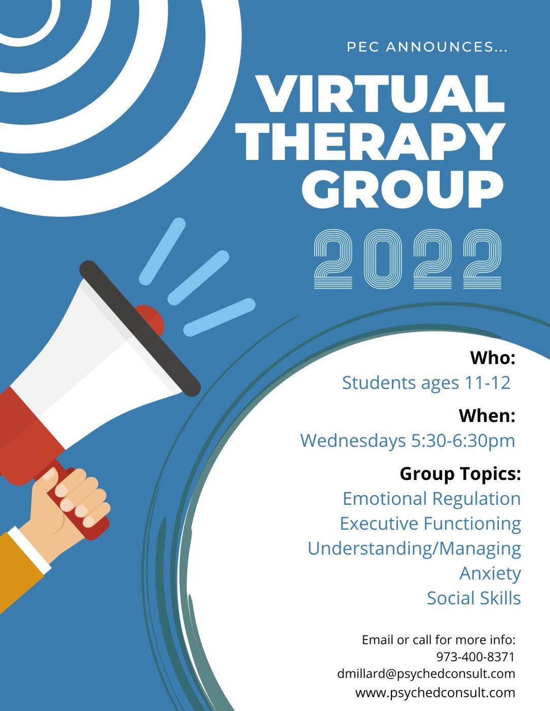 PEC Announces: Virtual Group Therapy!!